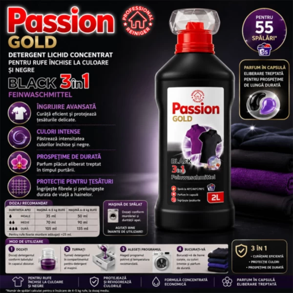 Гель для стирки Passion Gold Black 3 в 1, 2л - image 2