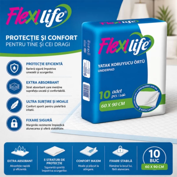 Flexi Life Aleze, Pelinci de unica folosinta 60x90cm 10 buc - image 2