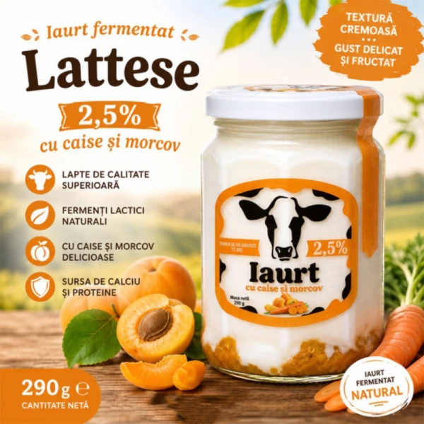 Йогурт ферментированный Lattese 2,5% Абрикос и морковь 290 гр - image 2