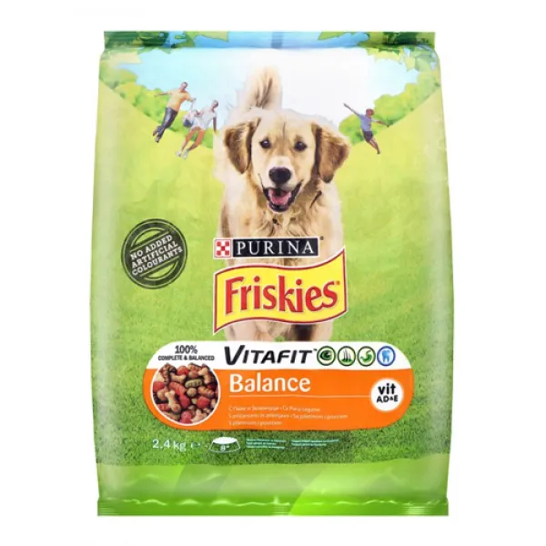 Friskies Balance Hrană uscata pentru caini adulti cu pui, carne de vită și legume 2.4kg - image 1