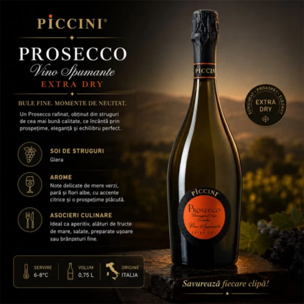 Picсini Вино игристое Prosecco DOC Extra Dry белое сухое 0,75 л - image 2