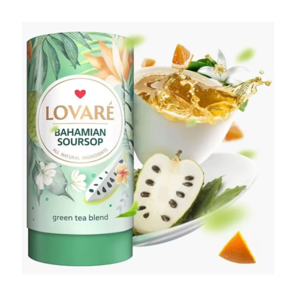 Lovare Ceai 80g verde chinezesc Bahamian Soursop, soursop (graviola) si petale de flori de galbenel - image 3