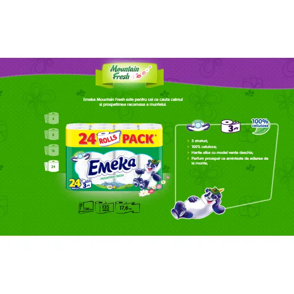 Emeka Hartie igienica, 3 straturi, 24 role Mountain Fresh - image 2