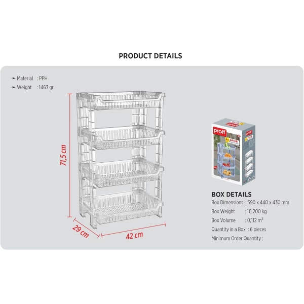 Proff Cutie pentru legume Proff cu 4 etaje (transparentă) - image 3
