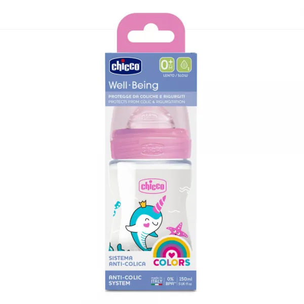 Chicco Бутылочка с соской из силикона Well-Being PP, 150 мл, boy/girl - image 2