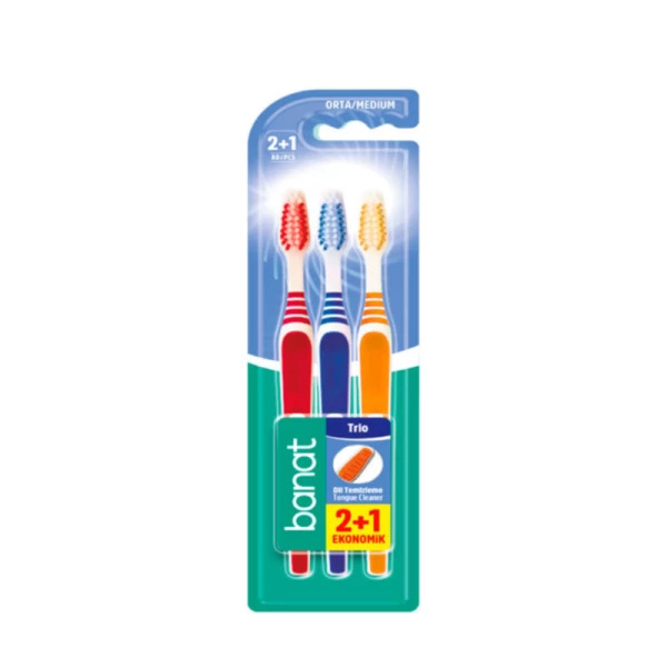 Banat Зубная щётка Economic Trio 2+1, Medium - image 1
