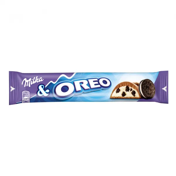 Шоколад молочный с кремовой начинкой и кусочками печенья Oreo Milka м/у 37г - image 1
