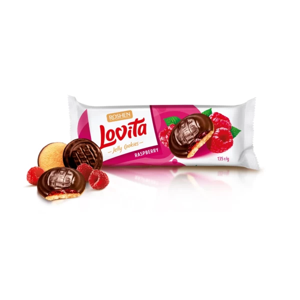 Biscuiti Roshen Lovita cu umplutura de jeleu cu gust de zmeura 135g - image 2