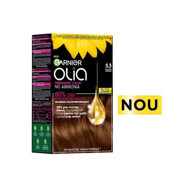 Стойкая краска для волос без аммиака Garnier Olia 5.3 Golden Brown - image 1