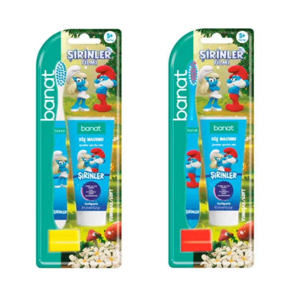 Banat Set Smurfs perie si pasta de dinti 25 ml pentru copii 5+ ani - image 2