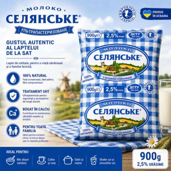 Lapte ultrapasterizat Selianscoe 2,5%, 900ml - image 2