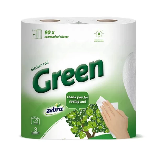 Zebra Green Полотенца кухонные 2 рулона 3 слойные - image 1
