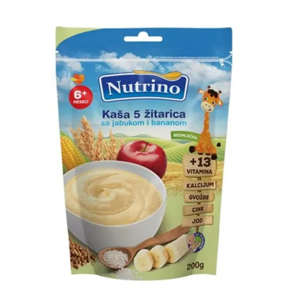 Nutrino Terci din 5 cereale cu mere si banane (6 luni) 200g - image 1