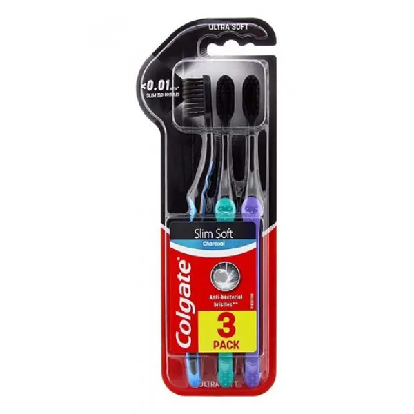 Colgate Periuta de dinti Slim Soft Black 3buc. cu peri moi si varf subtire - image 1