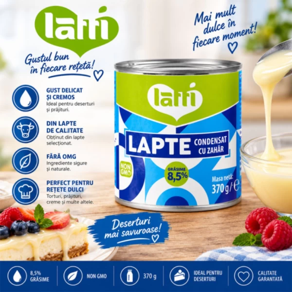 Сгущеное молоко премиум 8,5% Latti 370г - image 2
