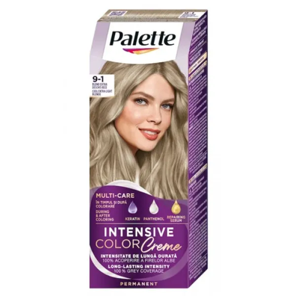 Palette Vopsea de par Intensive Color Cream 9-1 Blond Extra Deschis Rece - image 2