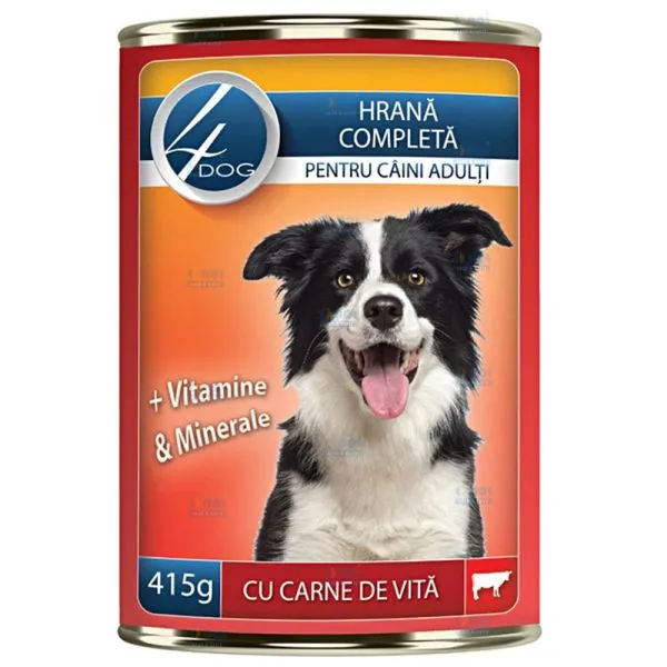 4Dog Conserva pentru caini adulti cu carne de vita 415gr - image 1