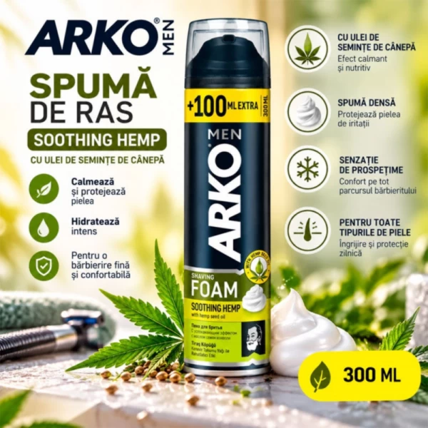 Arko Men Spuma de ras cu ulei de cinepa 300 ml - image 2