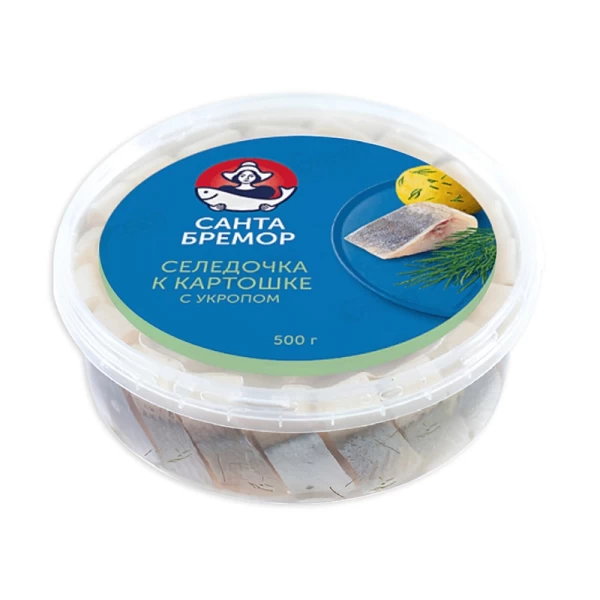 Санта Бремор Филе сельди, кусочки с укропом, 500 г - image 1