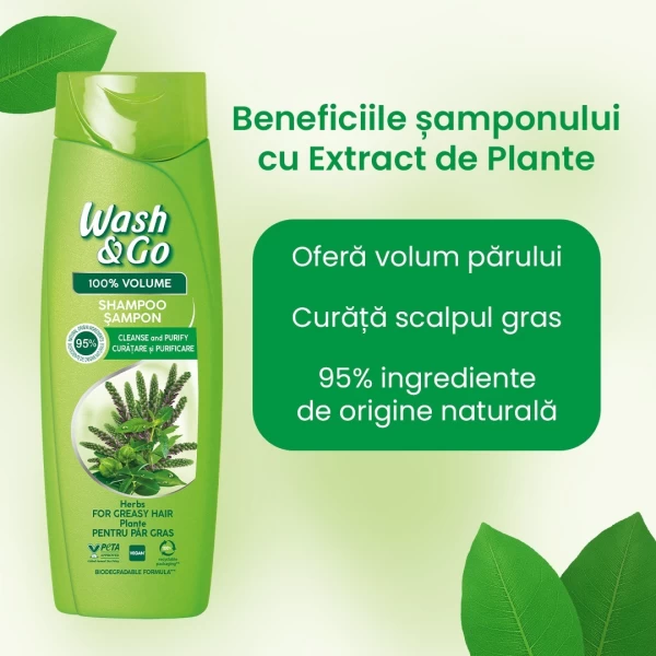 Шампунь Wash&Go з екстрактами трав для жирного волосся 400 мл - image 2