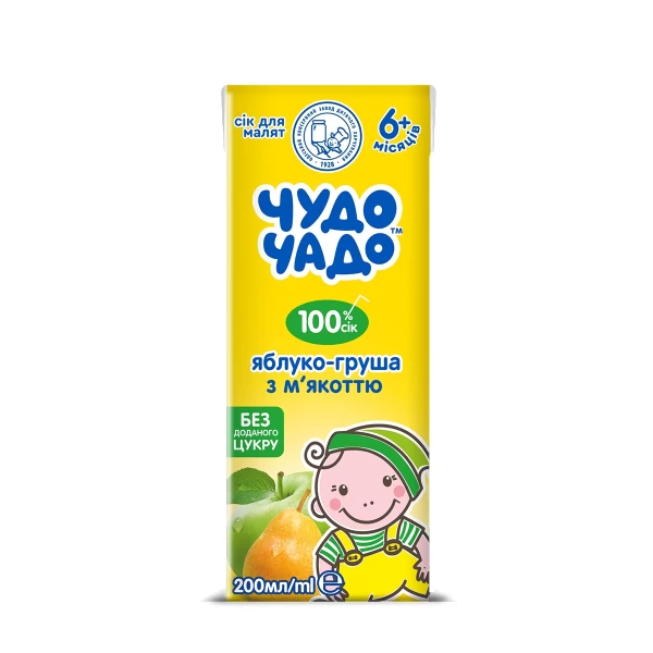 Сок Чудо Чадо яблочно-грушевый  с мякотью восстановленный для питания детей раннего возраста стерили - image 1