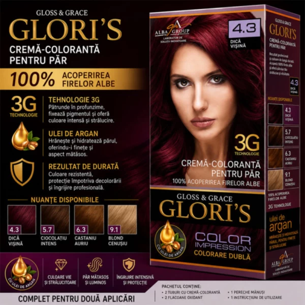 Glori's Vopsea de par 4.3 Cires salbatic 50ml - image 2