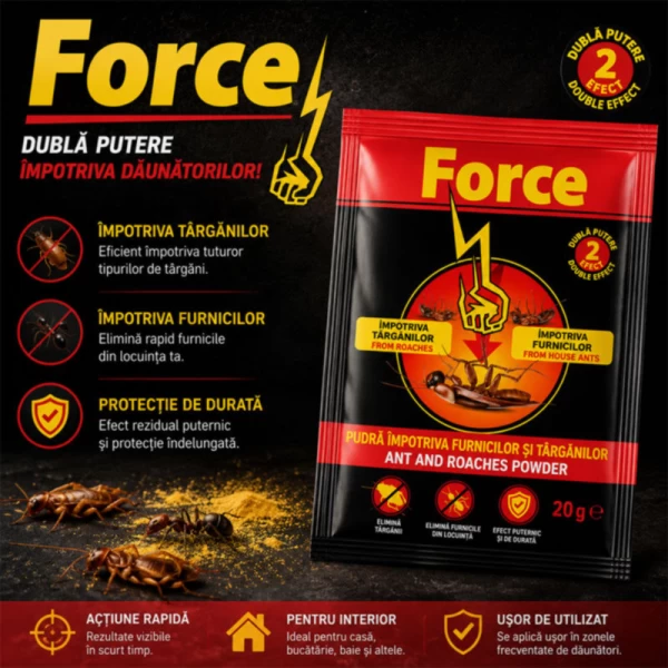 Force pulbere pentru furnici si gindaci 20g - image 2