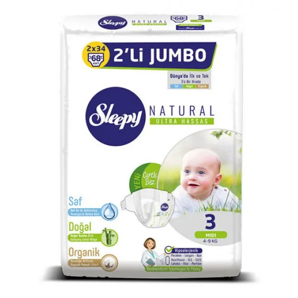 Sleepy Natural Scutece Jumbo 3 Midi (4-9) 68 buc - image 1