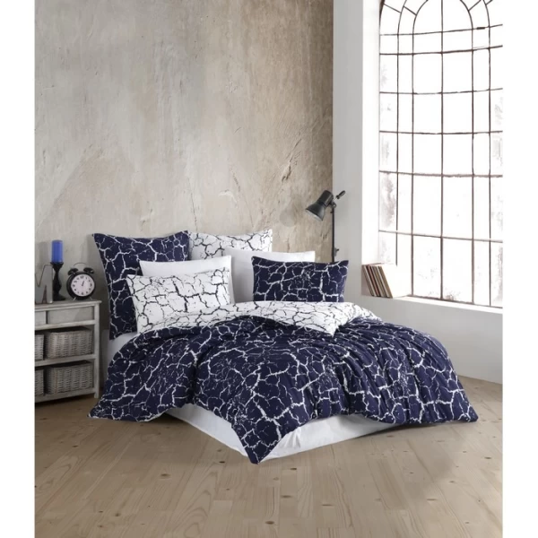 Lenjerie de pat, NAZENIN, 6 piese, 200x220cm, 240x260cm, 50x70cm (4), Bumbac, Albastru cer senin - image 1