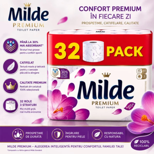 Туалетная бумага Milde Relax Purple 3 слоя 32 рулона - image 2