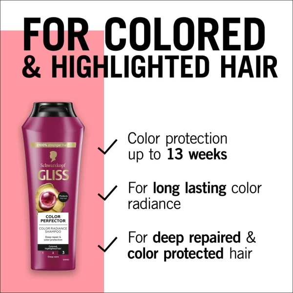 Gliss Colour Perfector Шампунь для окрашенных или мелированных волос, 400 мл - image 3