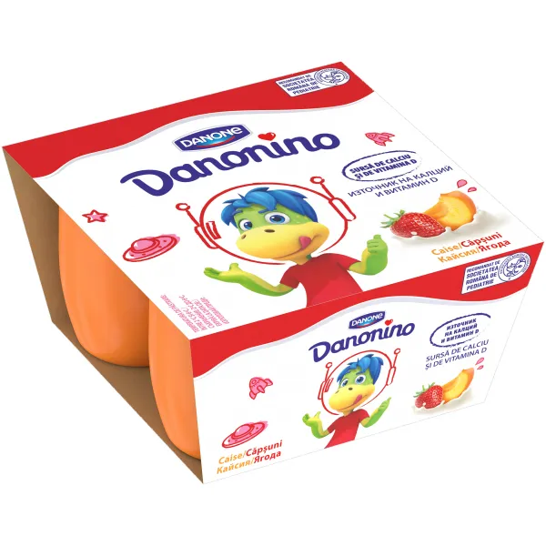 Danonino Branza proaspata cu piure de capsuni si caise 4x50g - image 1