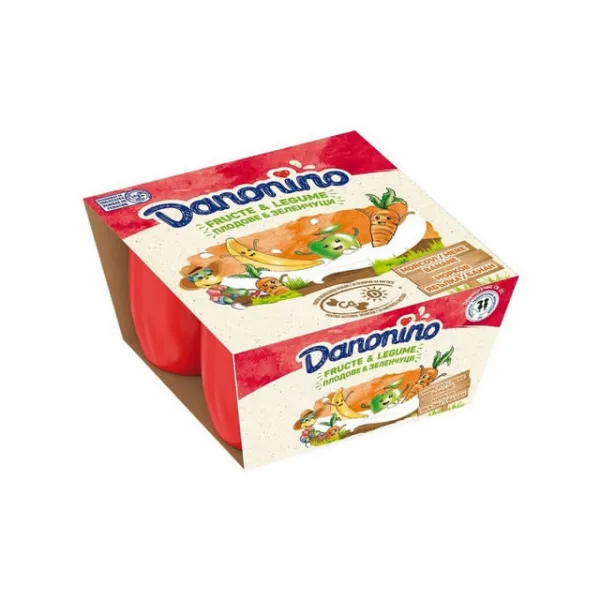 Danonino cu piure de banane, mere si morcov, 4 x 50 g - image 1