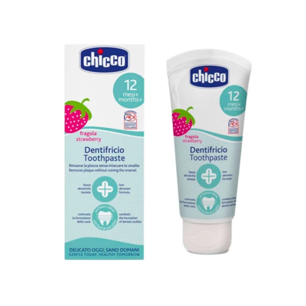 Chicco Pastă de dinti pentru copii, aroma capsuna, 50 ml, 12m+ - image 2