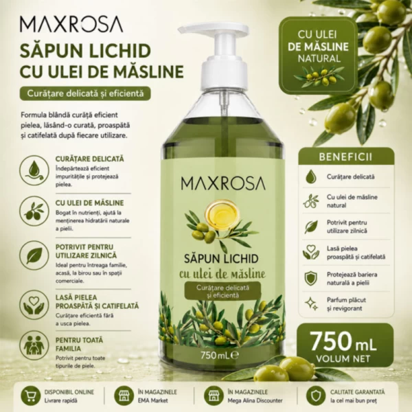 Maxrosa sapun lichid 750 ml Olive Oil - image 2
