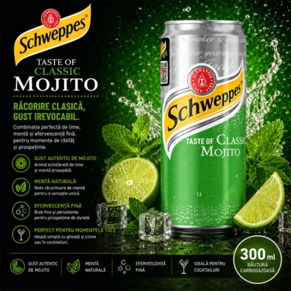 Напиток Schweppes Classic Mojito Безалкогольный сильногазированный 330 мл - image 2