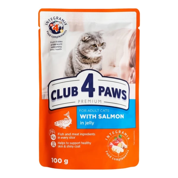 Club 4 Paws Hrană pentru pisici adulte cu somon în jeleu 100g - image 2