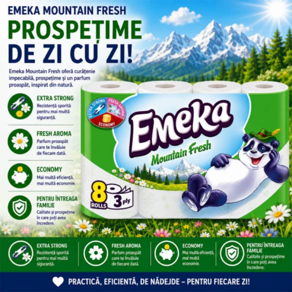 Emeka Hartie igienica, 3 straturi, 8 role Mountain Fresh - image 2