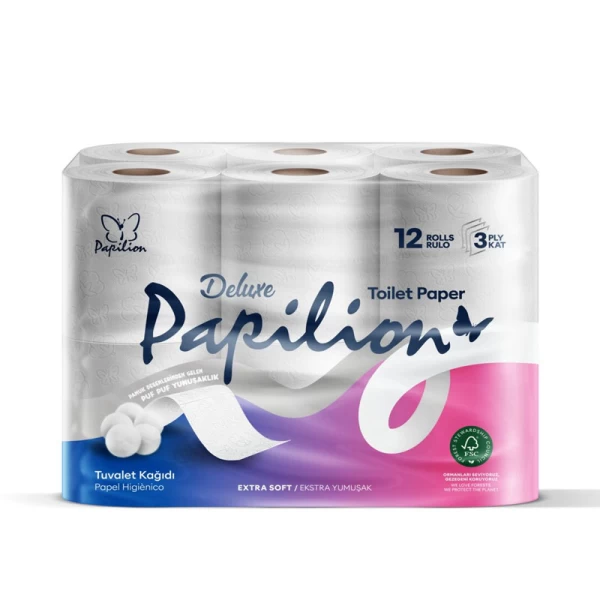 Papilion Hartie igienica 12 role, 3 straturi Delux - image 1