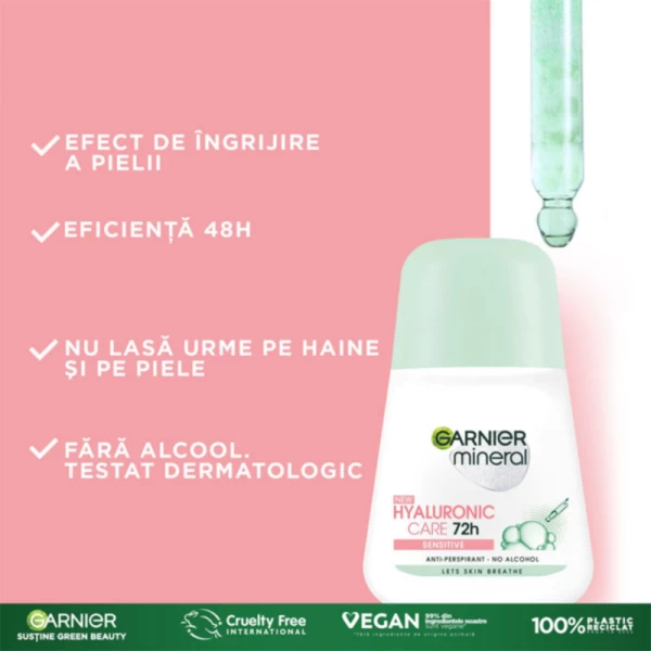 Шариковый дезодорант Garnier Mineral Hyaluronic Ultracare для женщин, 50 мл - image 2