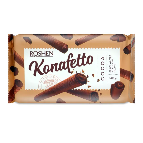 Трубочки вафельные Roshen Konafetto с начинкой крем-какао 140г - image 1