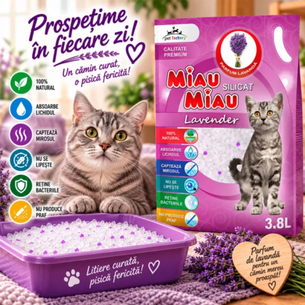 Miau Miau Asternut igienic pentru pisici Silicat Levantica 3,8l - image 2