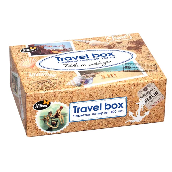 Silken Салфетки косметические 100 шт. 2-слойные TRAVEL BOX (белые) - image 1