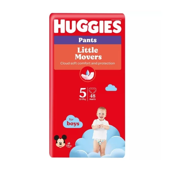 Huggies Little Movers Scutece chilotel №5, 13-17kg, pentru baietei 48 buc - image 1