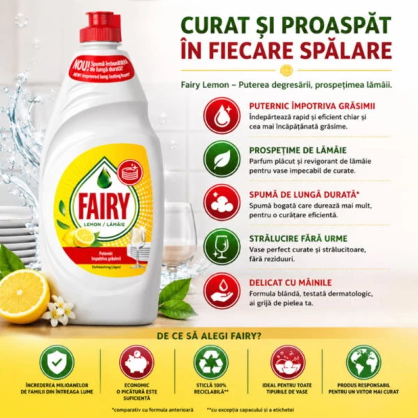 Fairy Detergent de vase 750ml Lemon - image 2