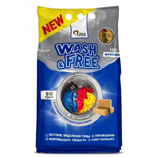 Wash&Free Detergent 9kg Universal - image 1