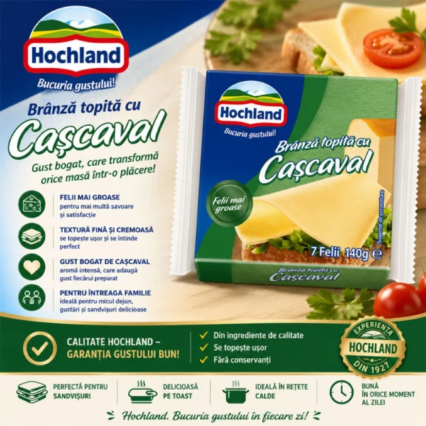 Hochland Branza topita felii cascaval 140g - image 2