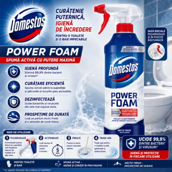 Чистящая пена для унитаза Domestos Power Foam Arctic Fresh 435 мл - image 2