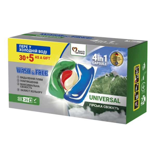 Wash&Free Detergent capsule Prospetime de munte 35 buc - image 1