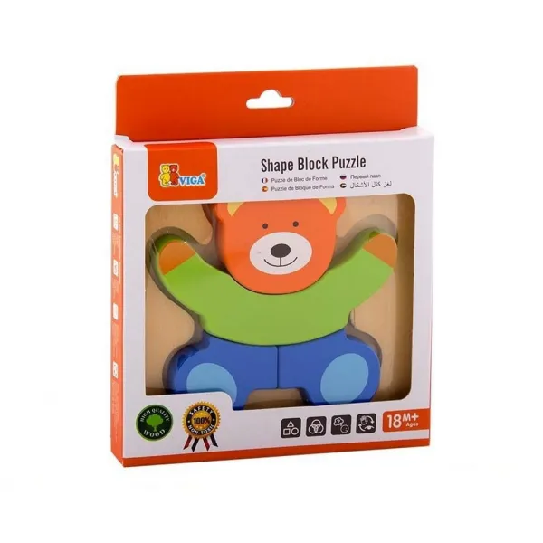 Деревянный мини-пазл мишка Viga toys 50169 - image 1